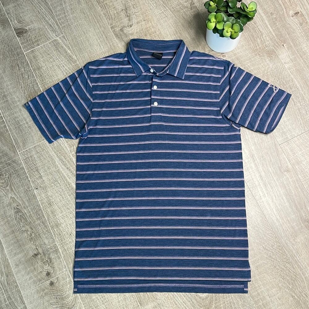 DUNNING GOLF Blue Pink Short Sleeve Golf Polo Shirt Men’s Size Large
